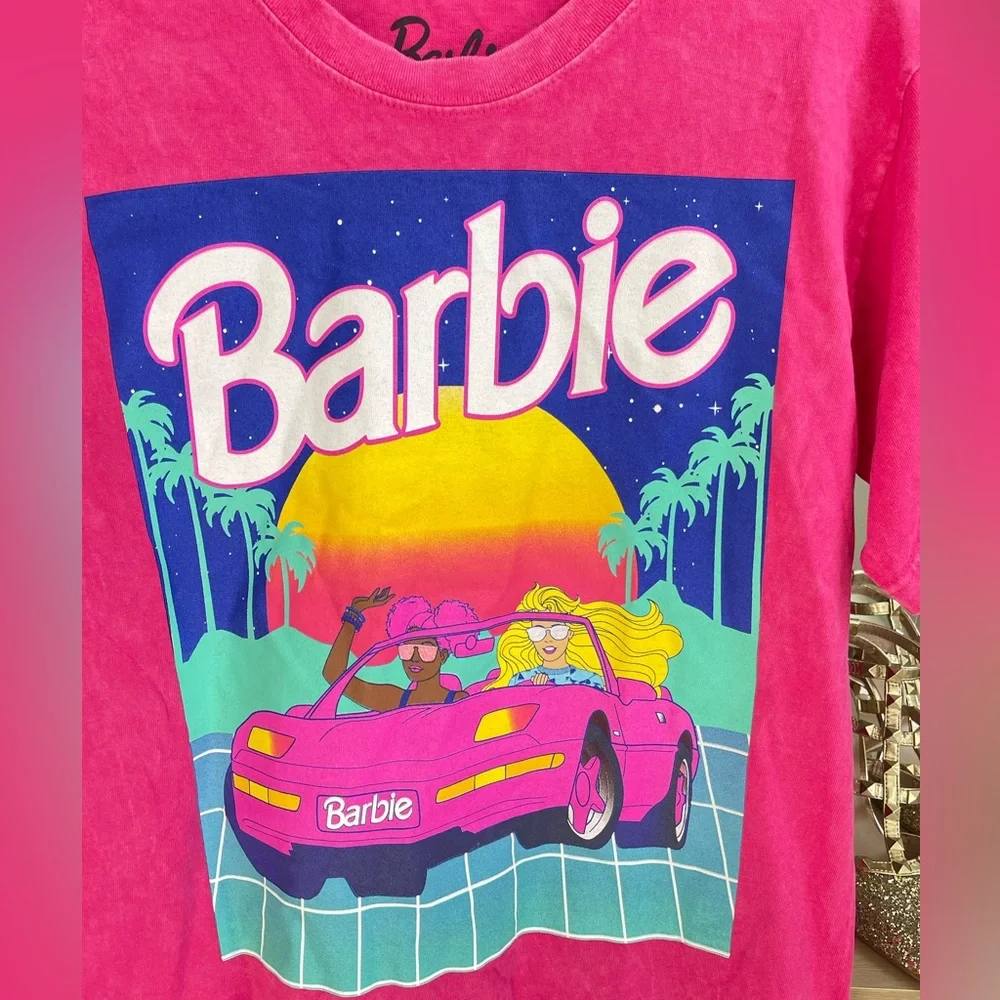 New Barbie Hot Pink Dream Car T- Shirt - Picture 3 of 6